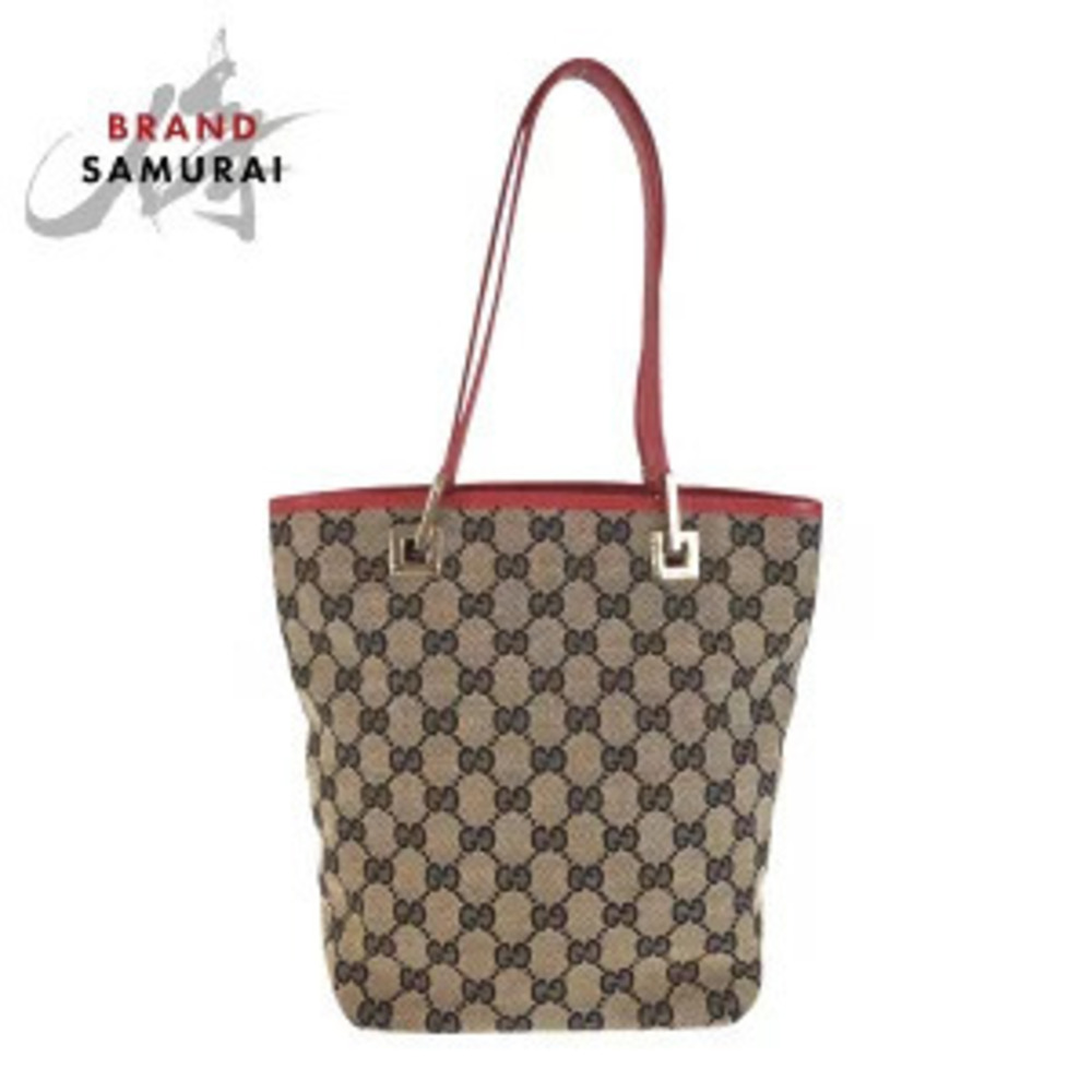 Gucci Navy Blue red tote bag Handbag GG canvas